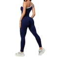 thumbnail image 6 of Women's One Shoulder Yoga Jumpsuit, Sexy Backless Single Strap Bodysuit, Seamless Workout Outfit, Gym Fitness and Casual Bodycon One Piece-Navy, 6 of 9
