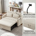 thumbnail image 4 of Harper & Bright Designs Pull Out Sofa Bed with Adjustable Backrest, 2 Seat Loveseat Chaise Lounge with USB Ports, Side Pockets, Cup Holders and 360°Swivel Phone Holder for Living Room, 55.9" Beige, 4 of 19