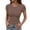 Brown, variant on Women's Stretchy Ribbed T-Shirts Crew Neck Short Sleeve Gym Workout Slim Fit Casual Basic Tops Blue S