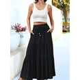 thumbnail image 4 of Women's Spliced Pleated Midi Pockets or Skirt for Casual Black M, 4 of 8