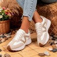 thumbnail image 3 of Rokment Women's Retro Color Block Fashion Sneakers Comfortable Casual Leather Lace up Running Tennis Shoes Non Slip Skate Trainners for Fall Spring, 3 of 5