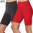 thumbnail image 2 of Diufon Plus Size Legging Shorts for Women Solid Color Yoga Shorts Elastic High Waist 2 Pack Shorts, 2 of 7