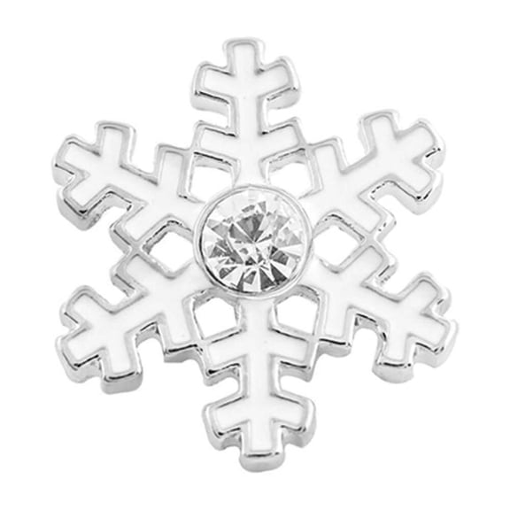 White Snowflake Christmas Snap Jewelry Ginger Charm Button, For Interchangeable DIY Customizable Accessories