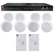 JBL CSMA240 Commercial Amplifier+(8) 8" In-Ceiling Speakers+White Wall Controls