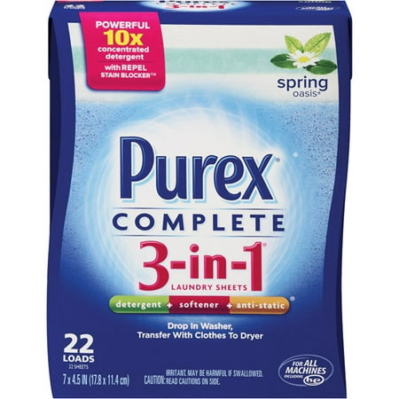 Purex Complete 3-In-1 Spring Oasis Laundry Sheets, 22ct