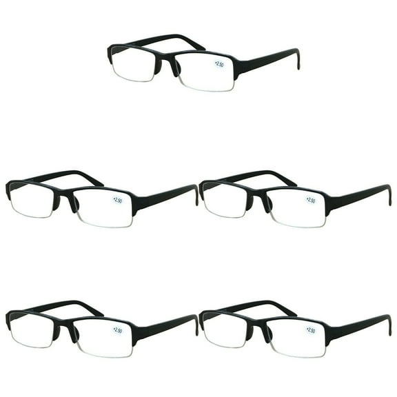 5 Packs Men Women Rectangular Half Frame Blue Light Blocking Reading Glasses Readers for Gaming Computer  1.00