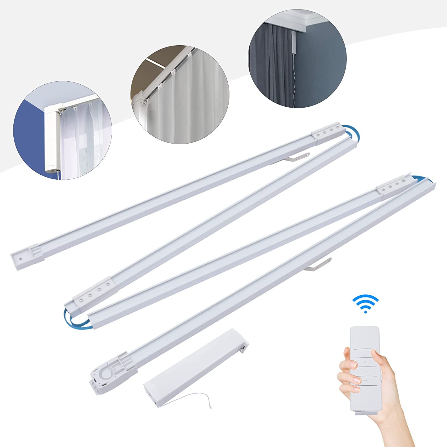 Miumaeov Smart Curtains System Electric Curtain Rod Track Rail Remote