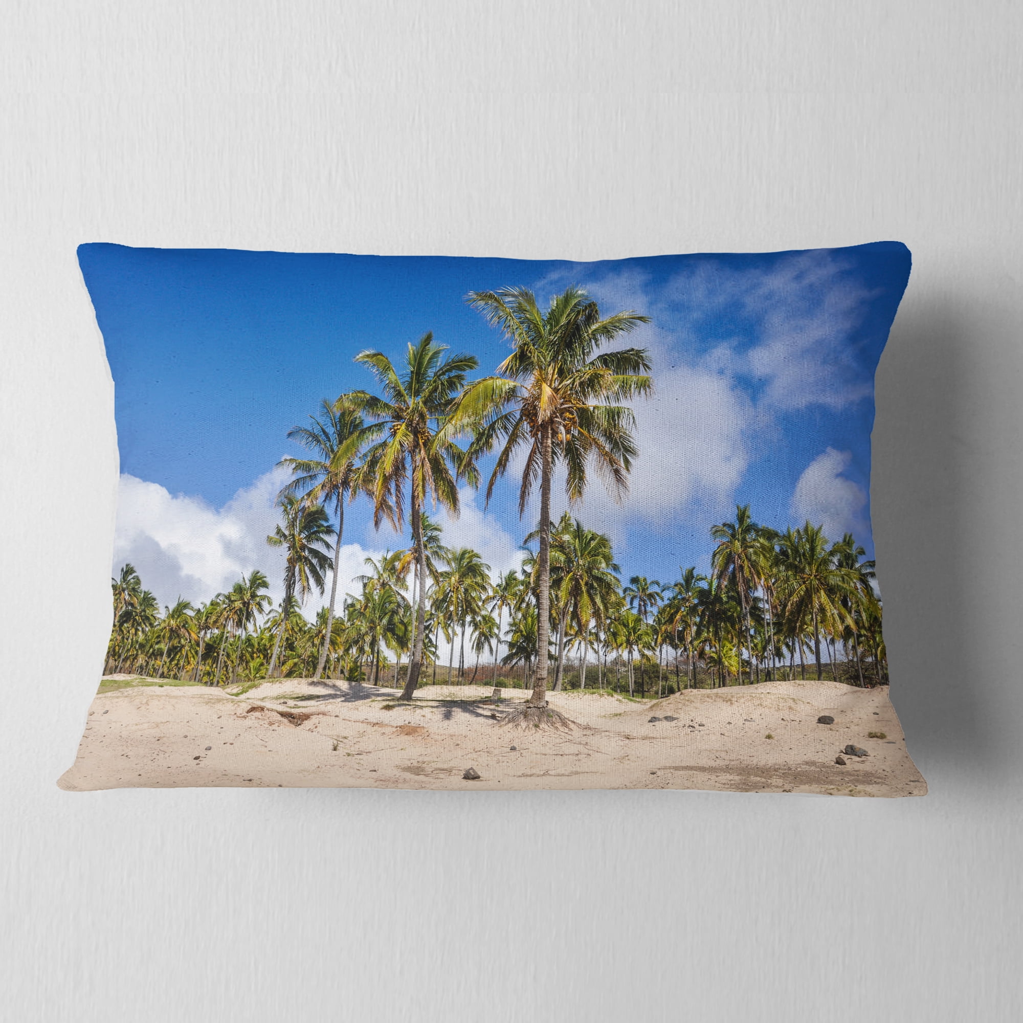 Designart Anakena Beach in Easter Island-Seashore Canvas Wall Artwork-36x28in-Multipanel 3 Piece, 36x28-3 Panels Anakena Beach: A Tropical Oasis with Ancient Ruins