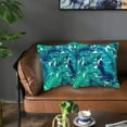 thumbnail image 5 of Tropical Leaves Blue Throw Pillow Cover 18x18 in Sets of 2 Green Palm Leaf Pillow Case Farmhouse Modern Decor for Couch Sofa Living Room Cushion Indoor Outdoor Home Decoration, 5 of 5