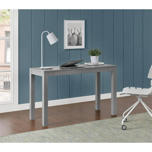 Ameriwood Home Large Parsons Computer Desk with 2 Drawers, Gray
