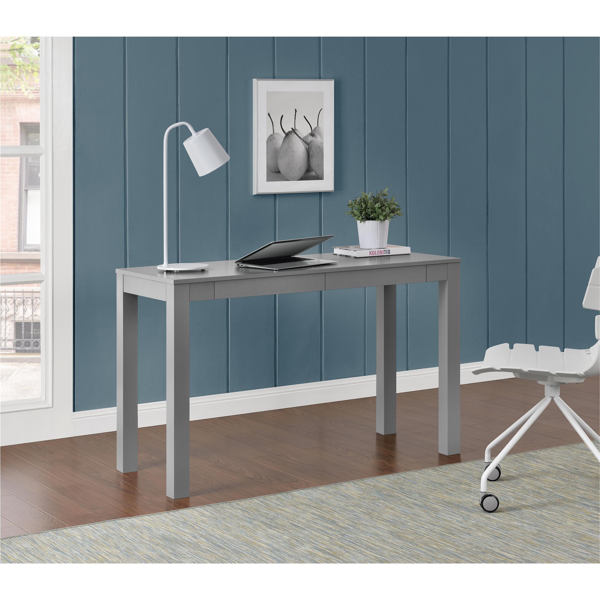 Ameriwood Home Large Parsons Computer Desk with 2 Drawers, Gray - image 2 of 10