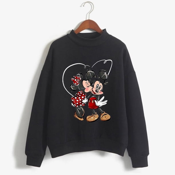 Sudaderas con capucha navideñas de cuello alto, sudadera de dibujos animados Kawaii de Minnie, Sudadera con capucha de Mickey Mouse de Disney, ropa para niña, sudaderas superiores