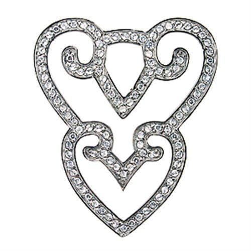 LOA524 - High-Polished 925 Sterling Silver Pendant with AAA Grade CZ in Clear