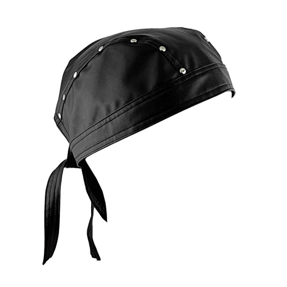 Leather Bandana Biker Doo Do Rag Headwrap Studded Mens Cap Capsmith Du Rag Blak