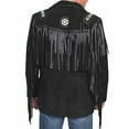 thumbnail image 2 of Bestzo  Mens Western Fringed & Bonned Cowboy leather Jacket Black, 2 of 3