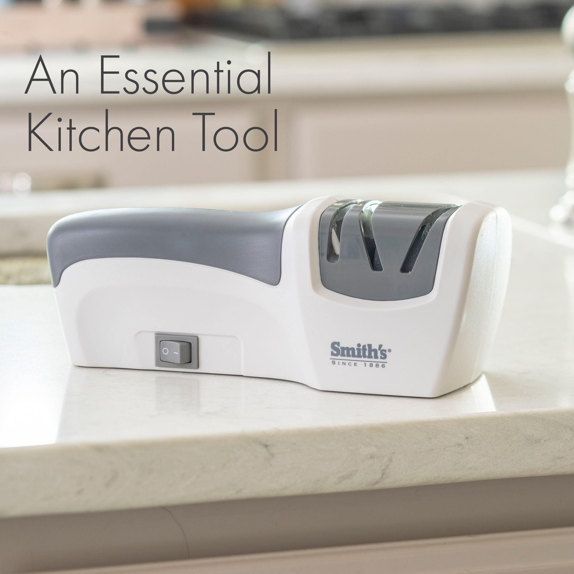 Kitchen IQ Essentials Compact Electric Knife Sharpener, White