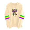 thumbnail image 4 of ClodeEU Women Mardi Gras Sweatshirt ,With Hoodeid , Carnival Outfit Patch Pullover Tops Fat Tuesday Gift Sweatshirt E-Beige,Womens Plus XS, 4 of 7