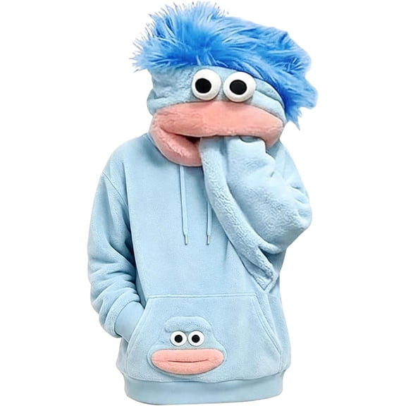 Big Mouth Monster Pullover Hoodie, Funny Oversized Plush Sweatshirt with Hood, Long Sleeve Heavyweight Halloween Costume Top for Cosplay Parties and Pajamas
