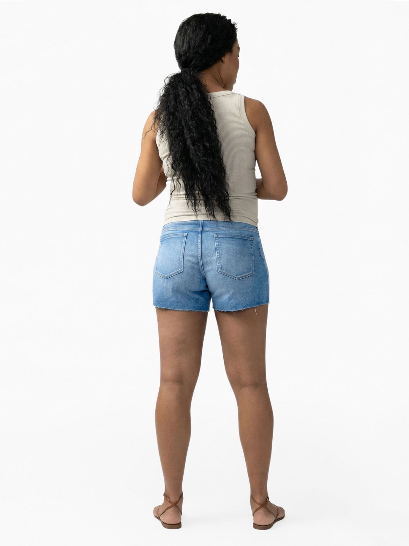 Ingrid & Isabel For Every Belly Women's Maternity Over The Belly Raw Hem Denim Short, Sizes S-XXL