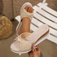 thumbnail image 2 of KIJBLAE Women's Solid Color One Band Open Toe Sandals, Thick Sole Wedge Comfort Casual Summer Beach Outdoor Slippers Beige 42, 2 of 9