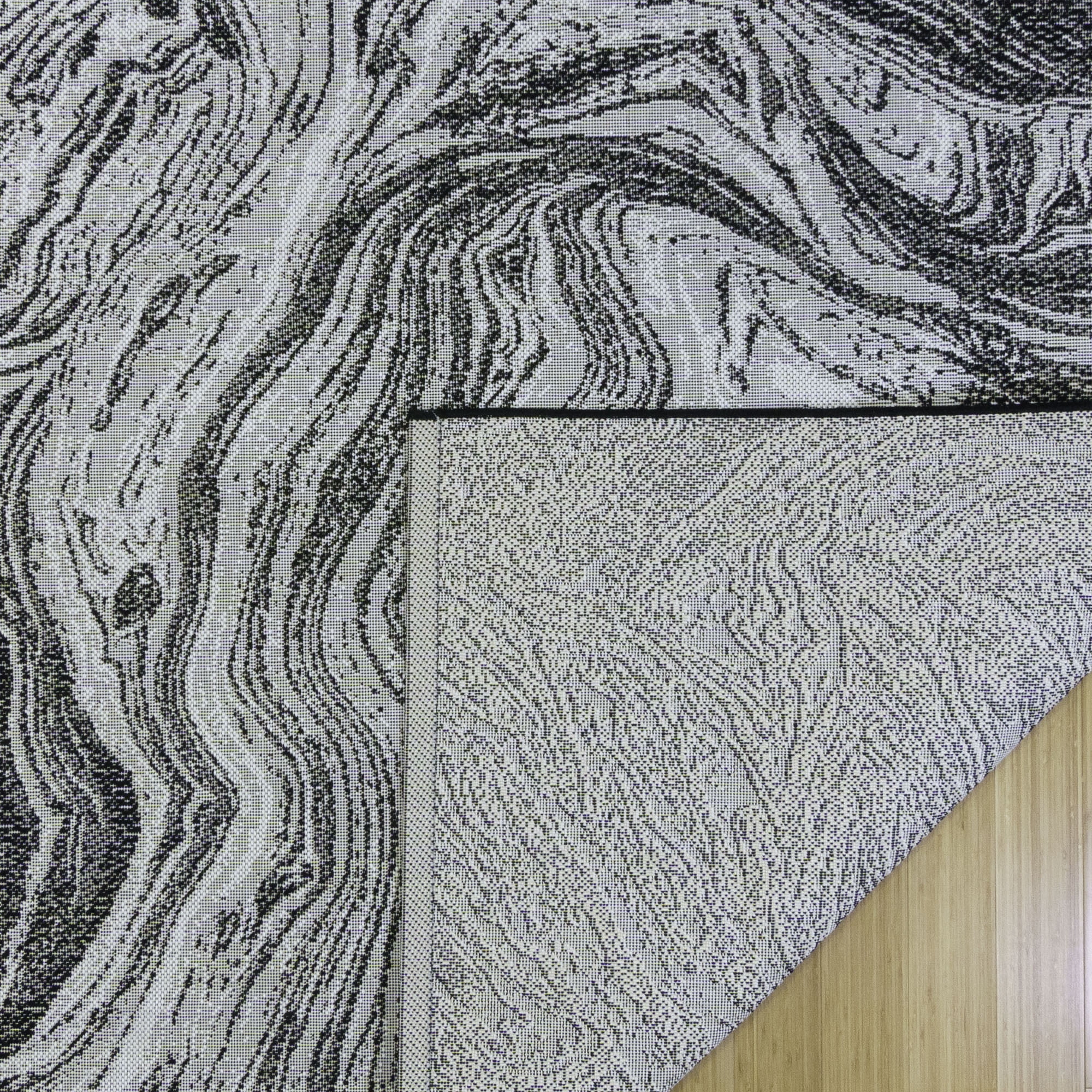 Paseo 9' x 13' Black and Gray Abstract Outdoor Rug