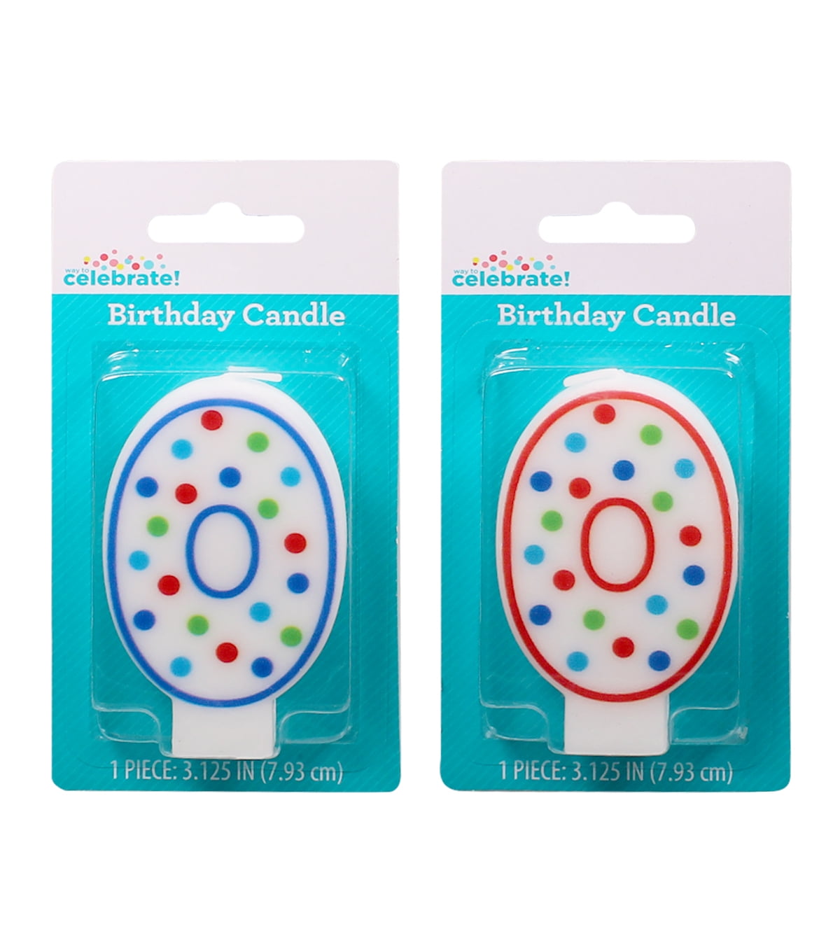 Way To Celebrate Polka dot numeral candle 0