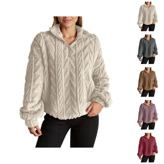 Women Tops Women's Solid Color Sweatshirt Trendy Double Pullover Zip Up Casual Sweatshirt For Women Men Comfortable Winter Fall Loungewear