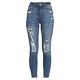 thumbnail image 4 of No Boundaries Juniors' Super High Rise Curvy Jeggings with Destruction, 4 of 6