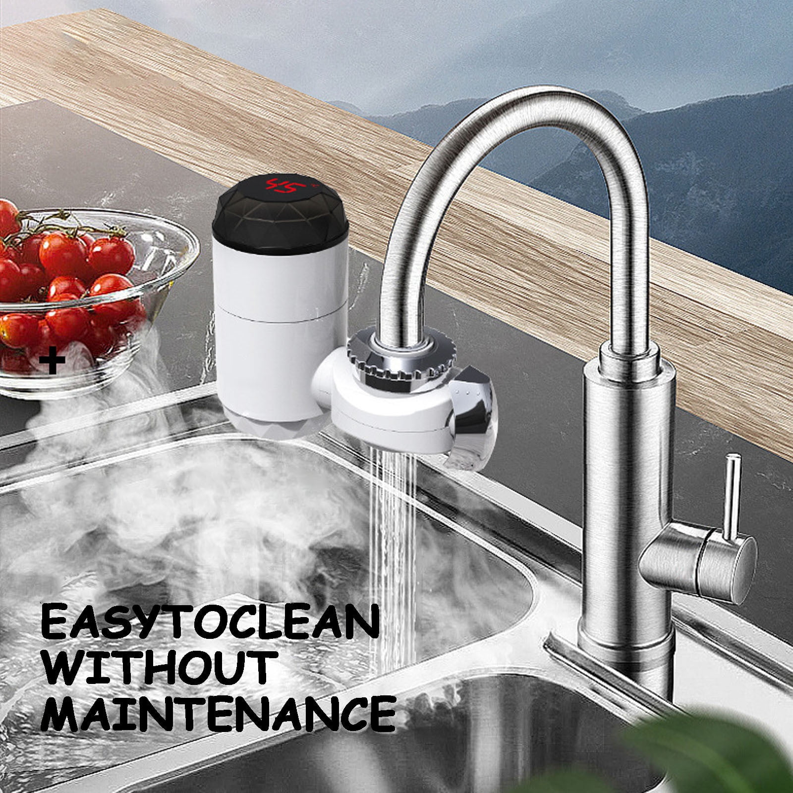 Instant Tankless Hot Water Heater Faucet, Electric Fast Heating Kitchen Tap with LED Digital Display, Adjustable Temperature, Energy-Saving Water Heater for Kitchen, Bathroom Sinks