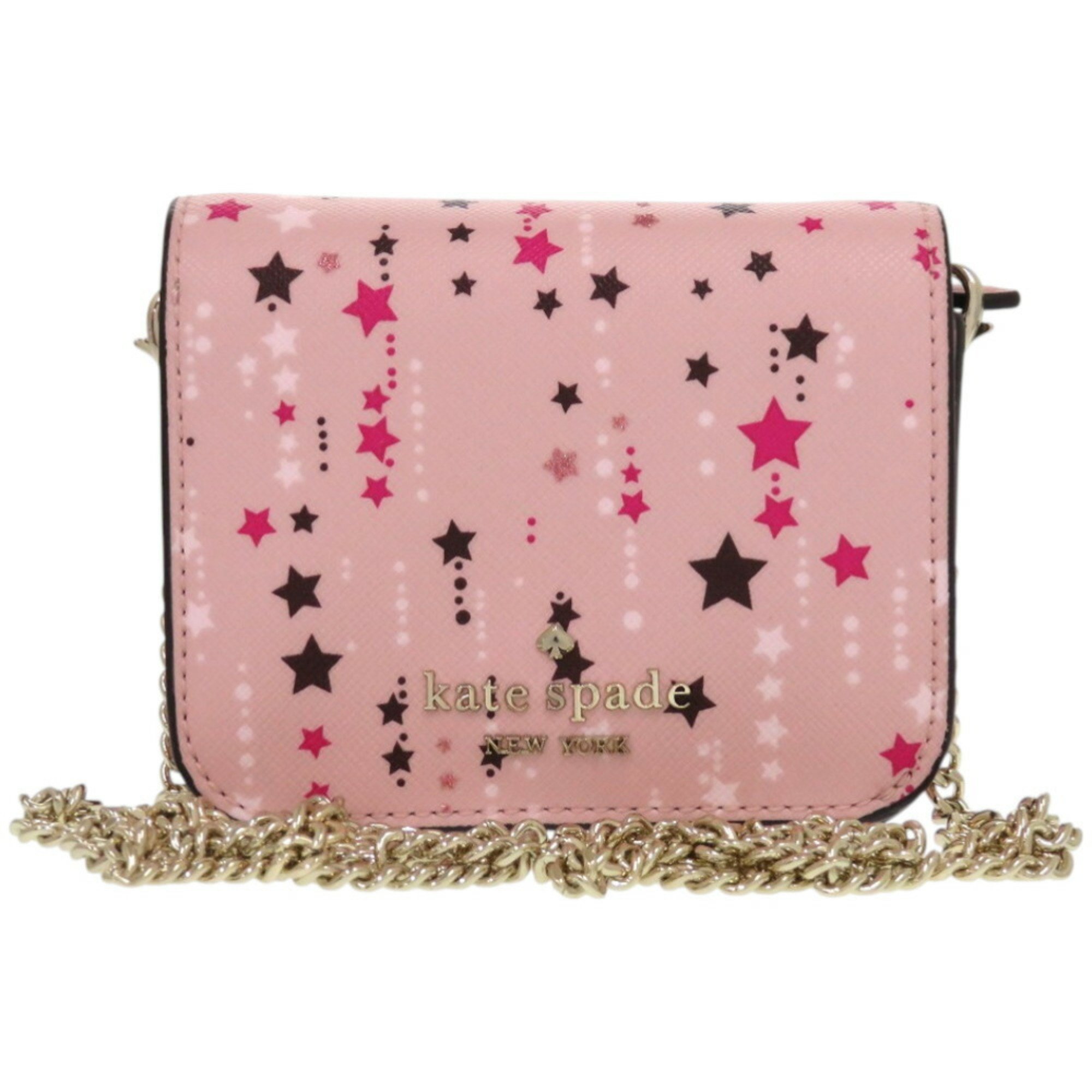 Pre-Owned Unused Kate Spade Stacey Star K4724 Bifold Wallet in PVC with Pink Chain,...