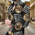 thumbnail image 3 of Camisas de moda con estampado floral de hojas para hombre, camisas de manga larga con solapa y estampado 3D, ropa informal vintage de calle genial, blusas ajustadas para hombre, 3 of 4