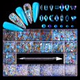 thumbnail image 1 of SNNROO Manicure 21 Grid Aurora Rhinestone Ornament Set Manicure Flat Bottom Drill Irregular Shape Drill Nail Decoration, 1 of 7