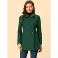 thumbnail image 2 of Abrigo Largo De Invierno Con Cuello Peter Pan Y Doble Botonadura Para Mujer Verde oscuro2 XS, 2 of 7
