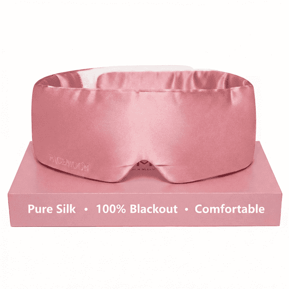 FACEMOON Pure Silk Sleep Eye Mask Blindfold, 100% Blackout Sleeping Mask for Women Adults, 22 Momme 6A Soft Eye Mask for Sleep