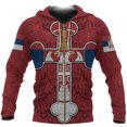 thumbnail image 3 of Sudadera con cremallera y estampado 3D de la bandera de Serbia para hombre, sudadera con estampado del emblema nacional de Serbia, sudaderas casuales de moda para la calle, sudaderas con capucha, 3 of 5
