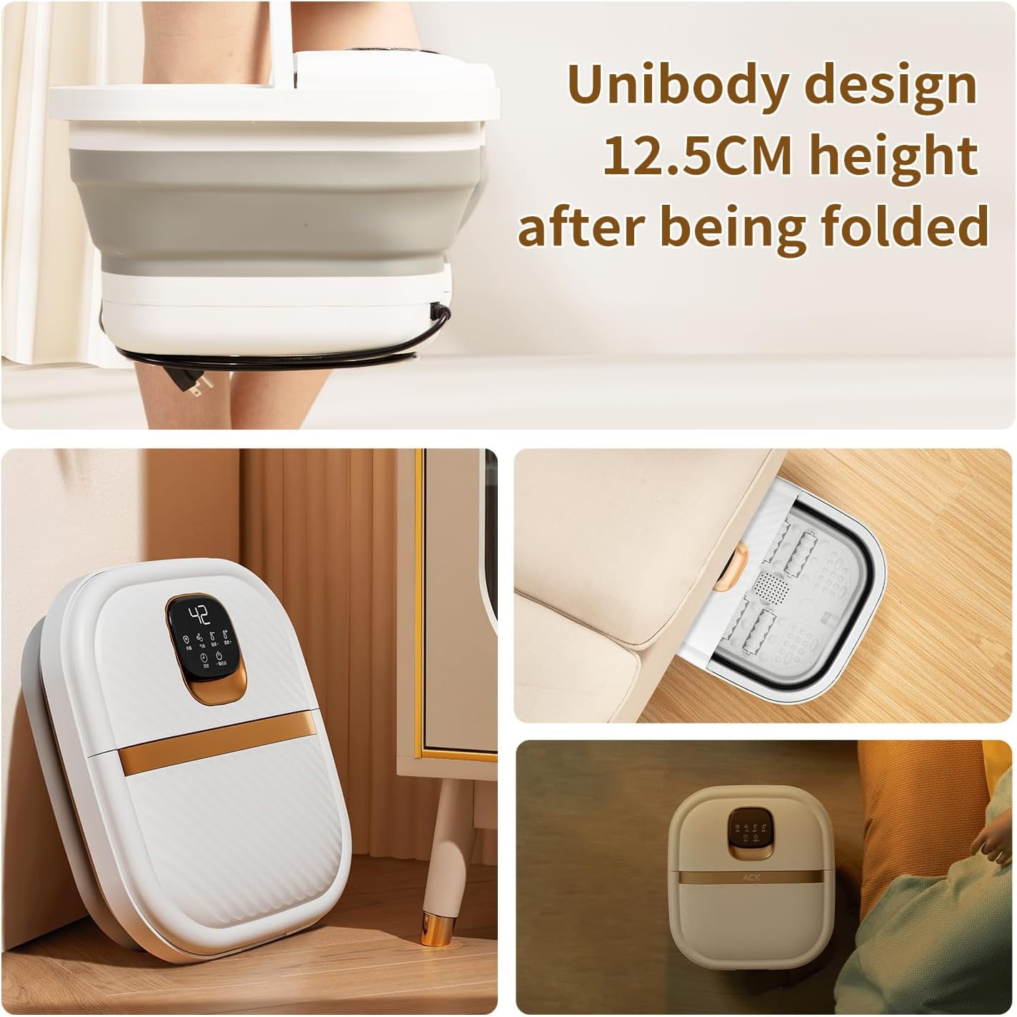 Collapsible Foot Spa Bath Massager with Heat, Bubbles, Red Light & Massage Rollers, Complete Pedicure Spa Kit with 8 Tools, Portable and Foldable Foot Soak Tub for Home Use