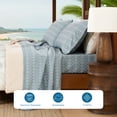 thumbnail image 4 of Coastal Living 4-Piece Green Print Soft Brushed Microfiber Luxury Cooling Sheet Set, King, 4 of 11
