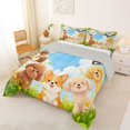 thumbnail image 3 of Manfei Cute Puppy Animal King Size Comforter Sets, Cartoon Dog Illustration Comforters King Size, Green Yellow, Gray Reversible, 3 Pieces, 1 Comforter and 2 Pillowcases, 3 of 7