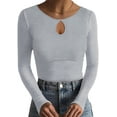 thumbnail image 4 of Ladybranch Womens Tops Long Sleeve Sexy Soft Shirts Heather Gray Ribbed Shirt Fall Fashion 2025, 4 of 8