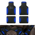 thumbnail image 6 of Leadwolf Car Floor Mats Universal for BMW for 745e Blue Velvet Colored Stripe Waterproof Front Rear Liner Carpet 4pcs, 6 of 6