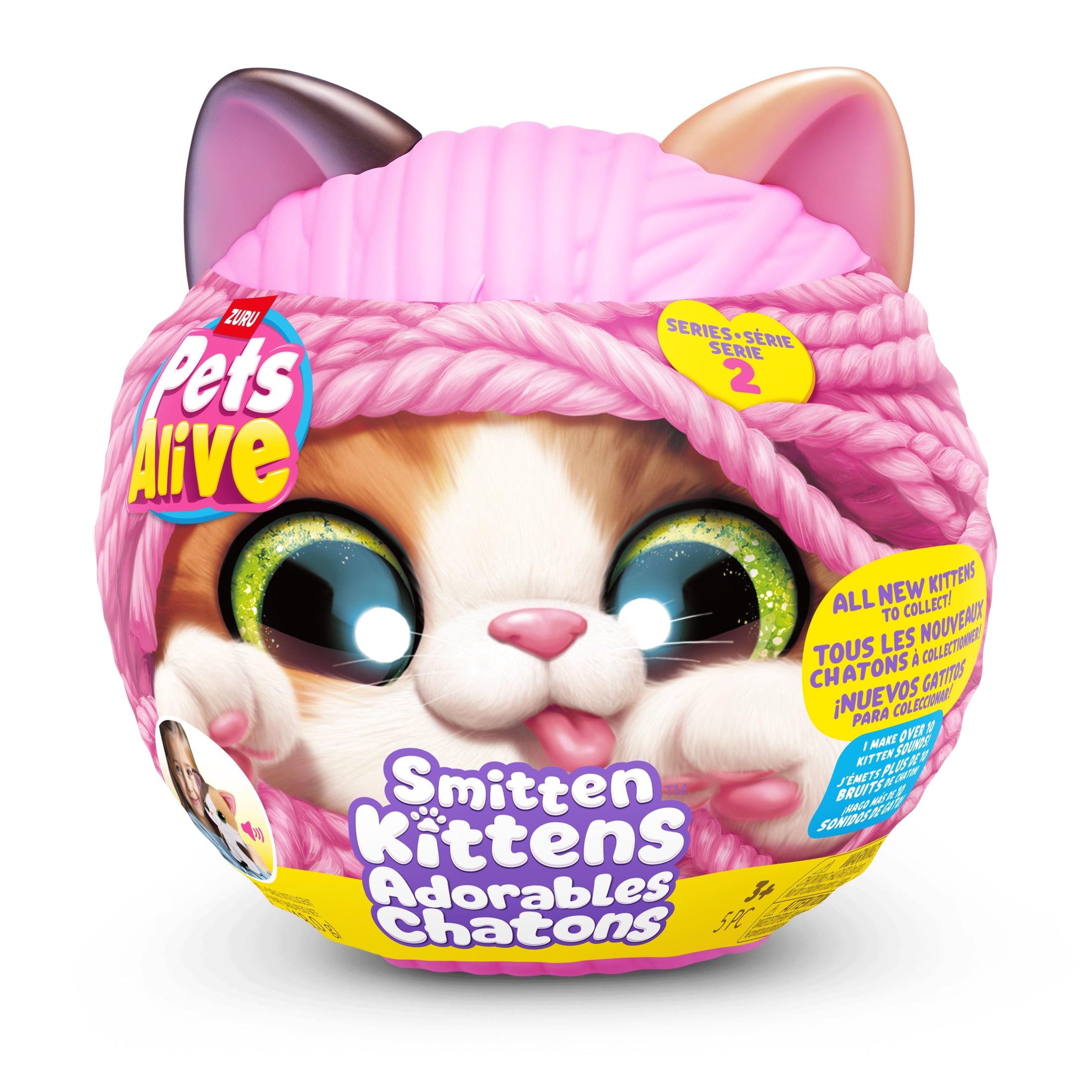Pets Alive Smitten Kittens Series 2 Cat Interactive Plush Toy, Collectible by ZURU (Colours may vary)