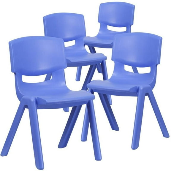 Pemberly Row 15.5" Plastic Stackable School Chair in Blue (Set of 4)