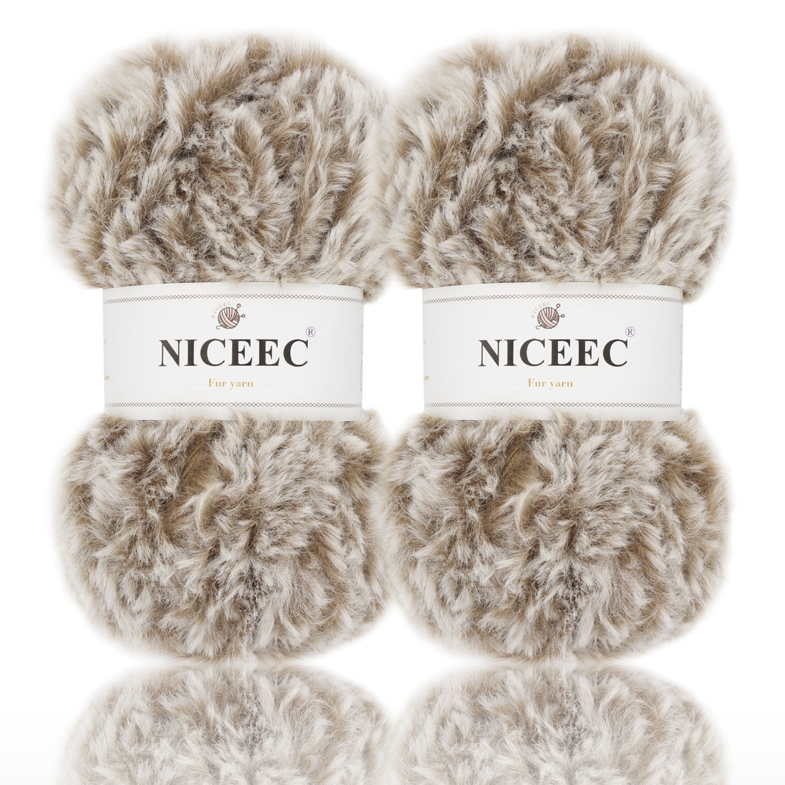 2PCS Imitation Wool Super Fur Yarn Chunky Fluffy Faux Fur Yarn Eyelash Yarn  for Crochet Knit (Light Gray)