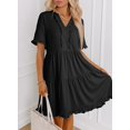 thumbnail image 3 of Womens V Neck Ruffle Short Sleeve Babydoll Mini Dress Casual A Line Dress for Summer, 3 of 12