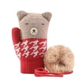 thumbnail image 2 of Gants Rouges Mitaines Gants Chauds pour Enfants Coupe-Vent et Épaissis Mitaines Mignonnes en Peluche Gants pour Enfants, 2 of 3