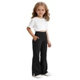 thumbnail image 3 of YMNXA Kids Girls Casual Pants High Waist Solid Color Wide Leg Comfortable Stylish Flared Trousers For Daily Wear,Black,6-7 Years, 3 of 3