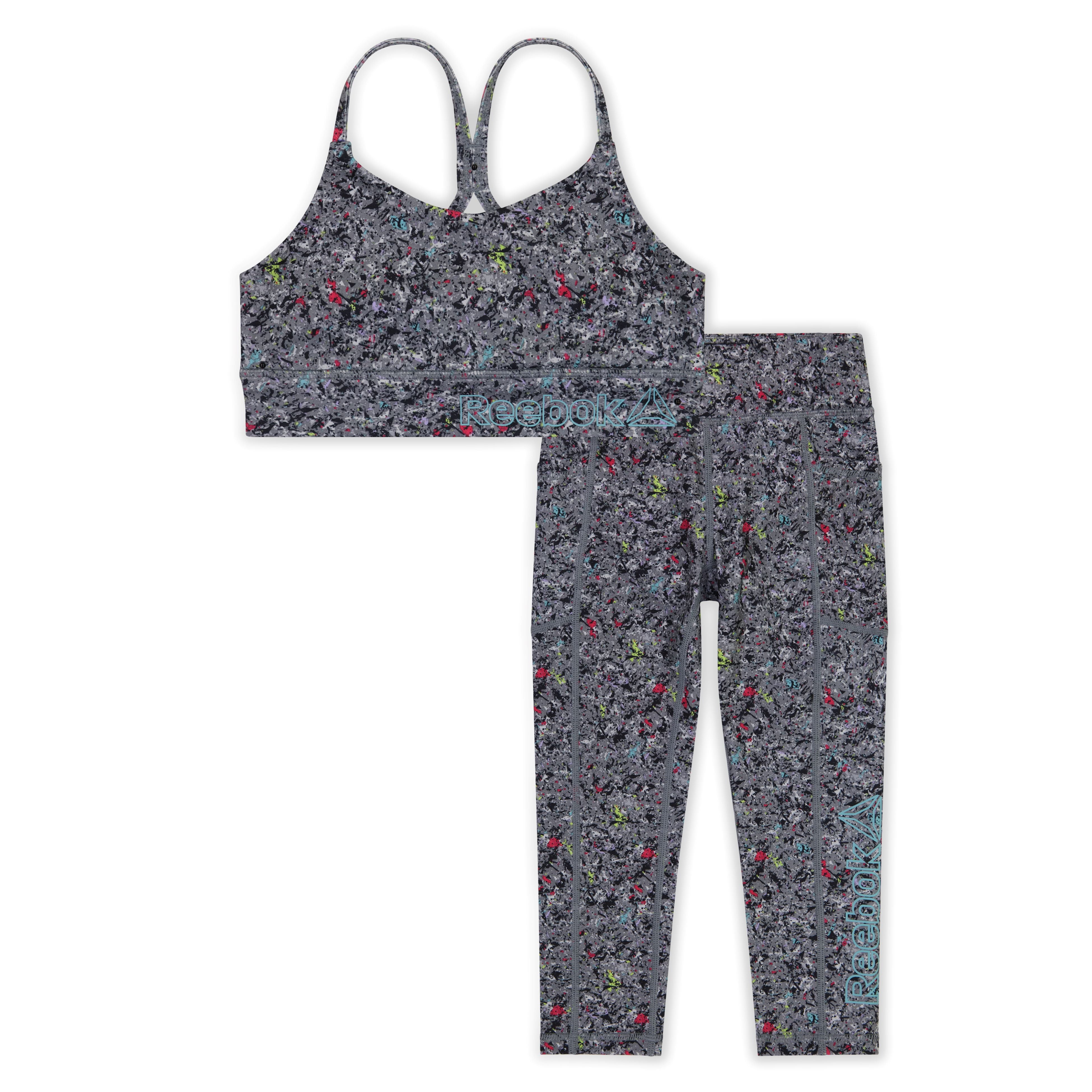 Reebok Girl's Printed Sports Bra And Leggings Set, 2 Piece, Sizes 4-18
