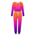 thumbnail image 5 of HAPIMO 2 Piece Sets for Women Gradient Color Hooded Sweatshirt Casual Pullover Top with Elastic Waist Jogger Pant Lounge Set Hot Pink XL, 5 of 5