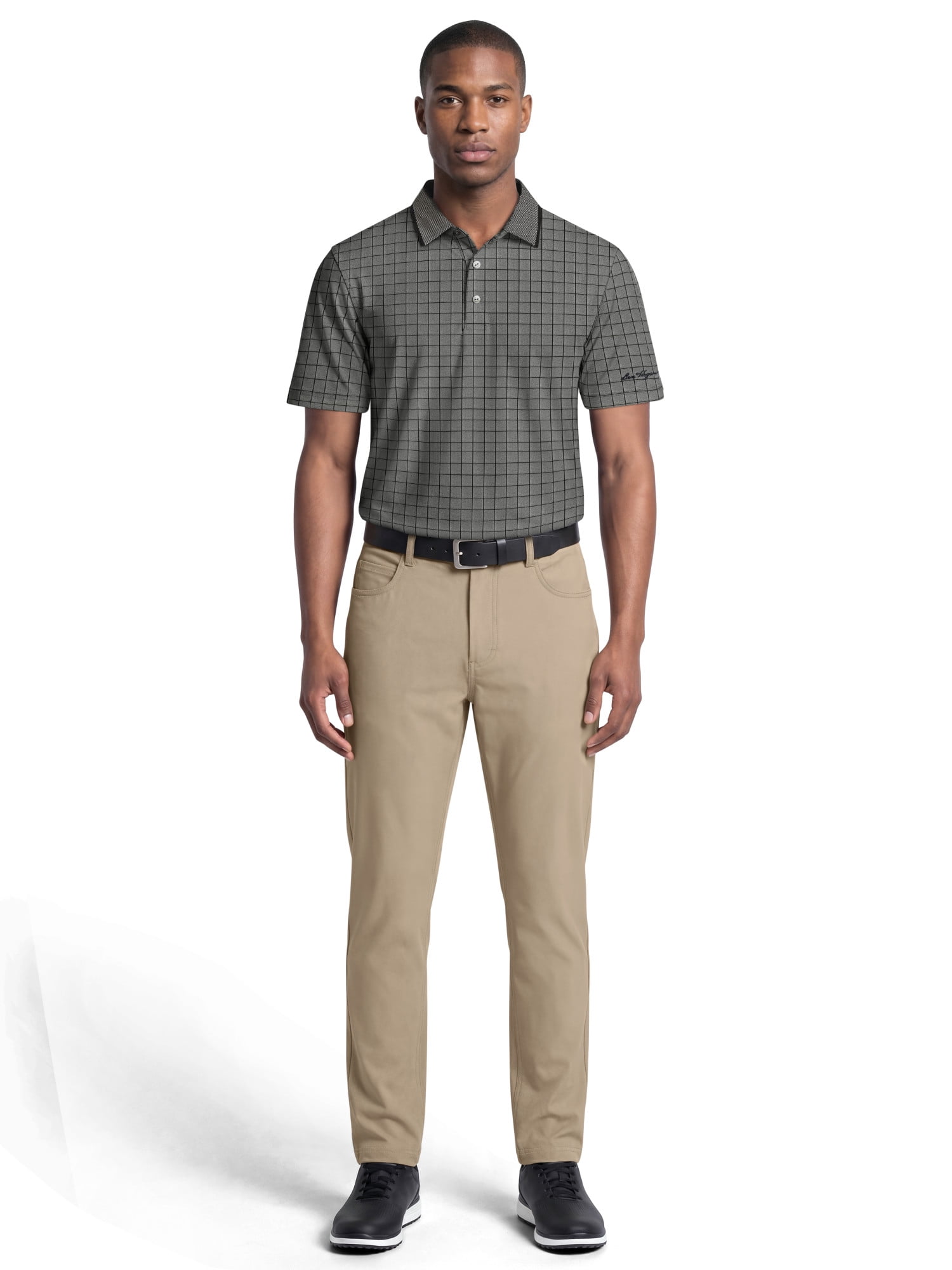 Ben Hogan Performance Men's & Big Men's Windowpane Jacquard Short Sleeve Golf Polo Shirt, Sizes S-4XLT