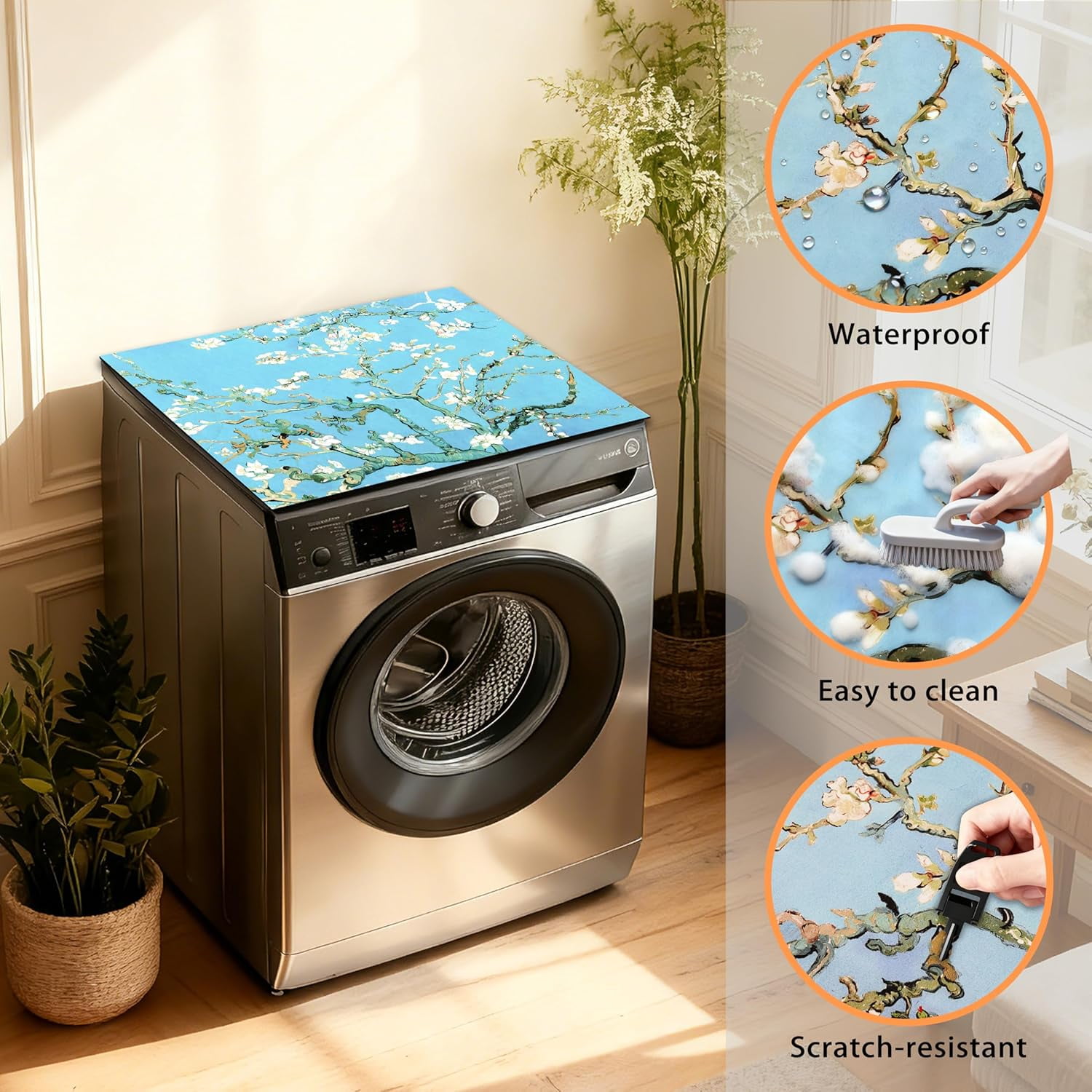 Washer and Dryer Covers for the Top 23.6" X 19.7", Washer and Dryer Top Protector Mat, Non Slip Washing Machine Dust Cover Pad for Laundry Room Kitchen Home Decor